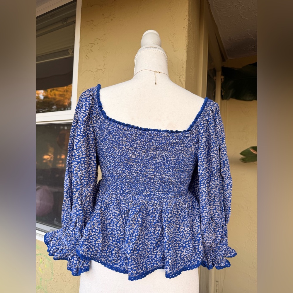 Free People Blue Floral Blouse - Picture 2 of 4